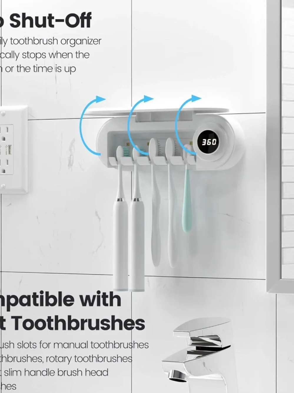 MIMORE Toothbrush Holder Wall Mounted, 5 Slots